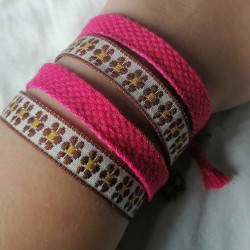 Bracelet Lint Pink Silver