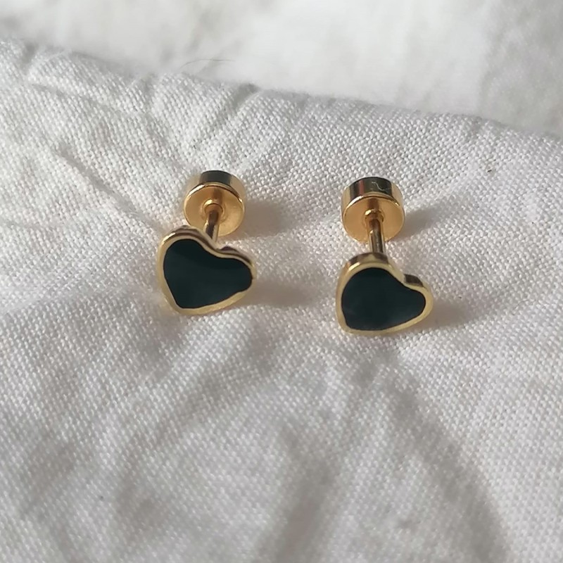 Heart earrings black